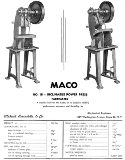 Artec Machine Systems MACO Inclinable Power Press